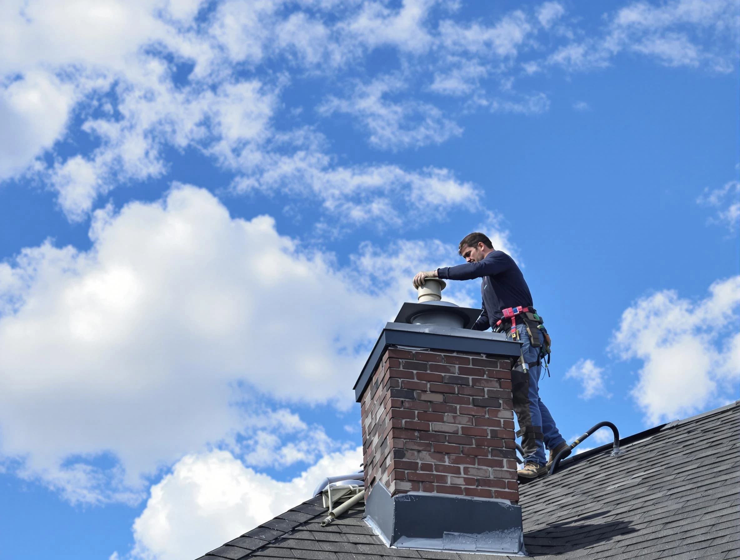 Lewisburg Chimney Sweep installing a sturdy chimney cap in Lewisburg, TN