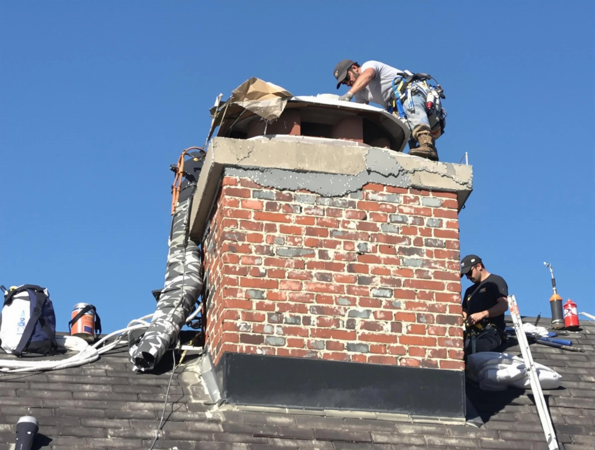 Lewisburg Chimney Sweep installing a custom chimney crown in Lewisburg, TN