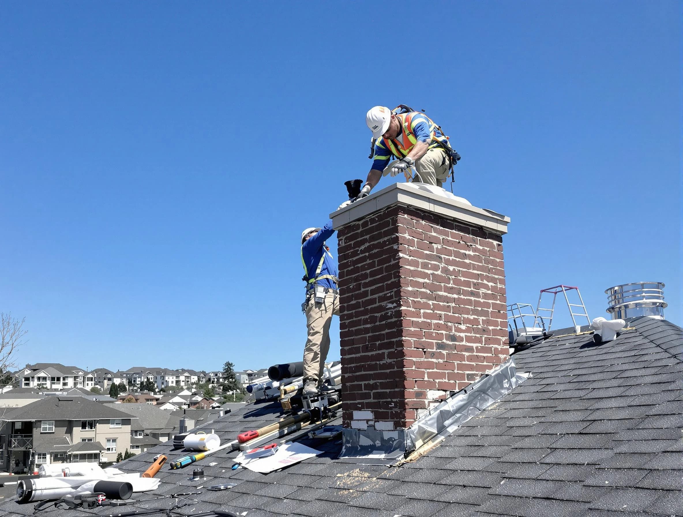 Lewisburg Chimney Sweep repairing a chimney crown in Lewisburg, TN