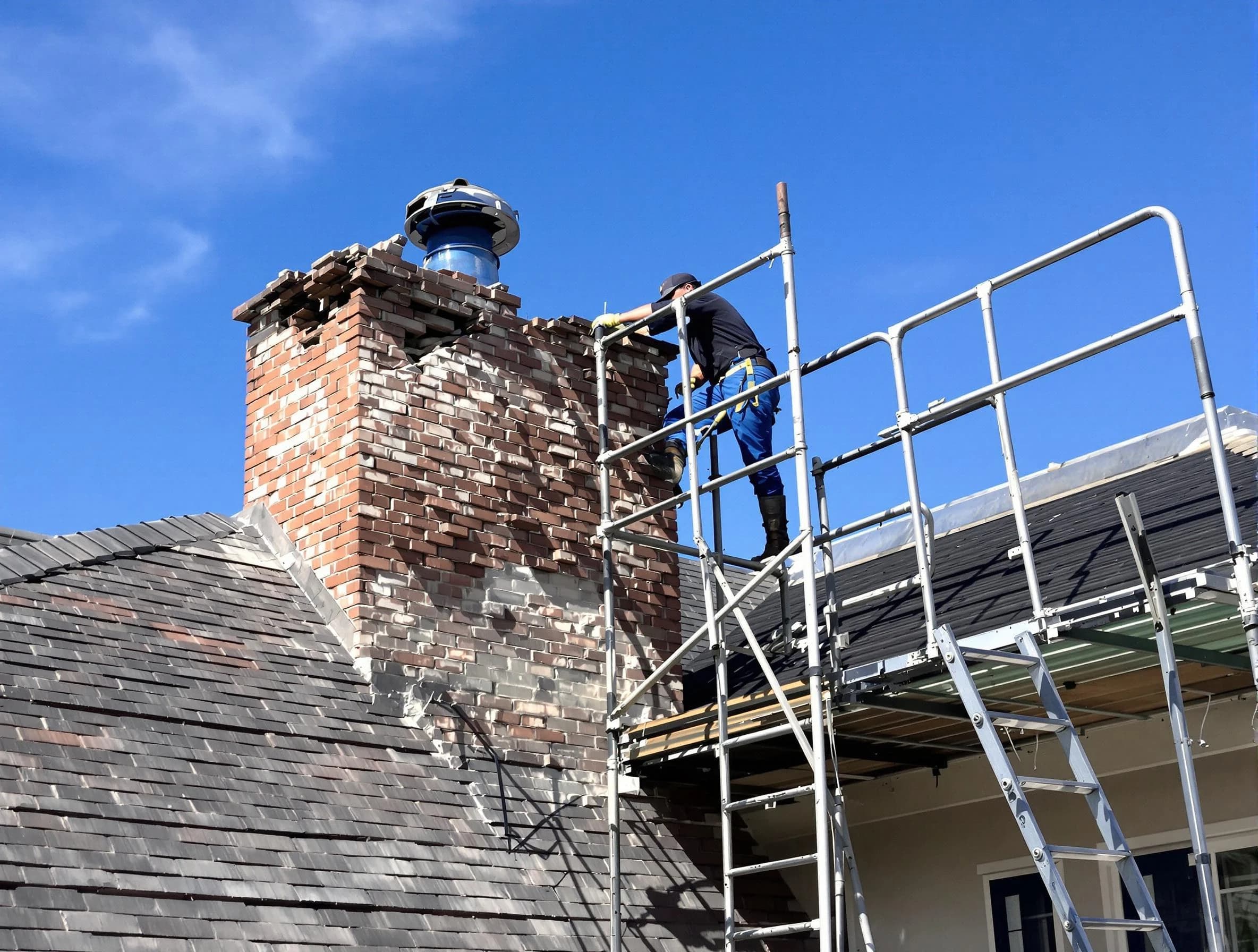 Rebuilding a chimney structure by Lewisburg Chimney Sweep in Lewisburg, TN