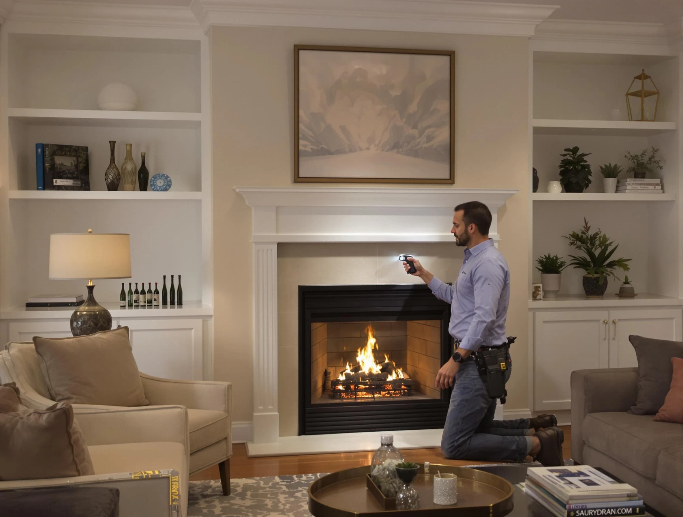 Lewisburg Chimney Sweep conducting a fireplace safety inspection in Lewisburg, TN