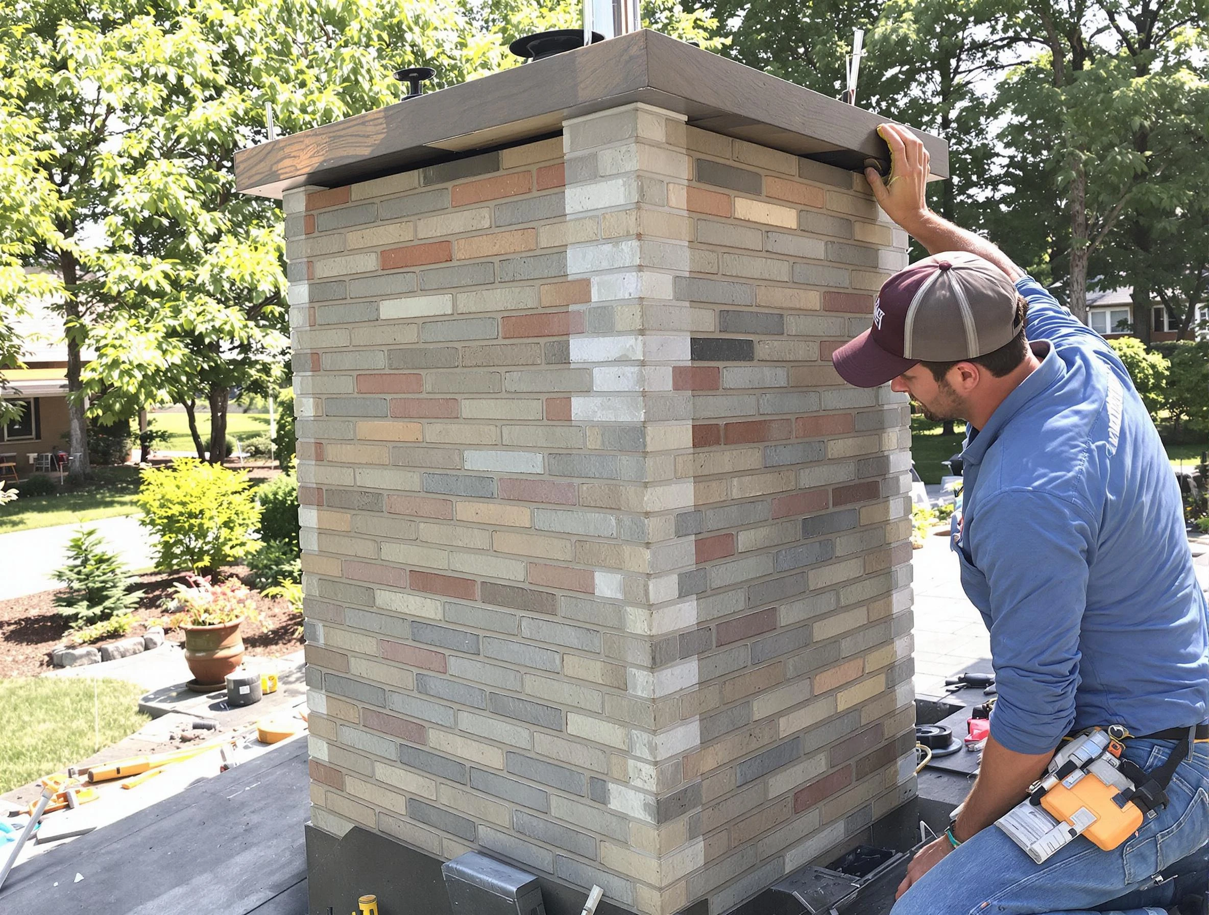 Lewisburg Chimney Sweep completing a modern chimney remodel in Lewisburg, TN