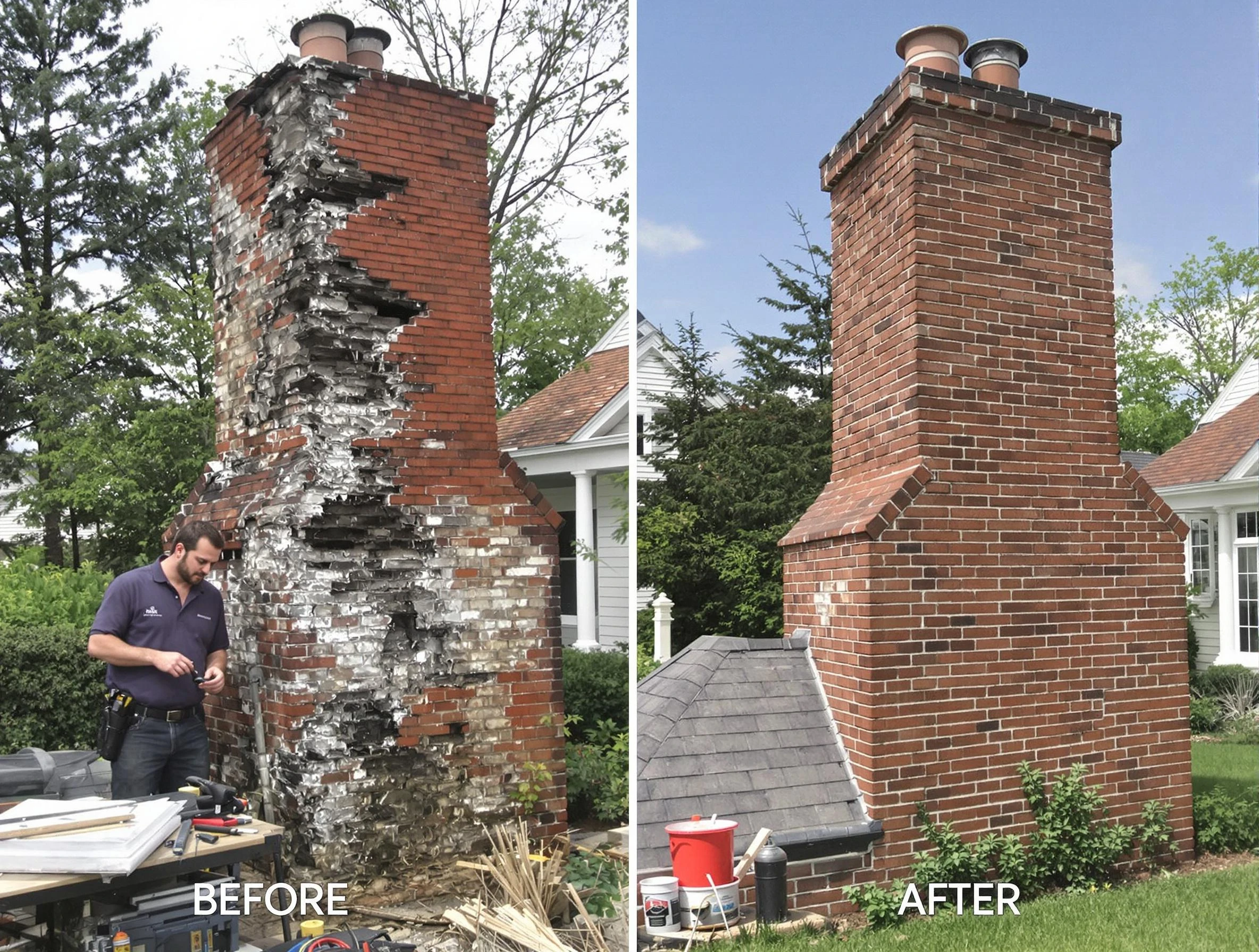 Lewisburg Chimney Sweep performing a full chimney restoration in Lewisburg, TN