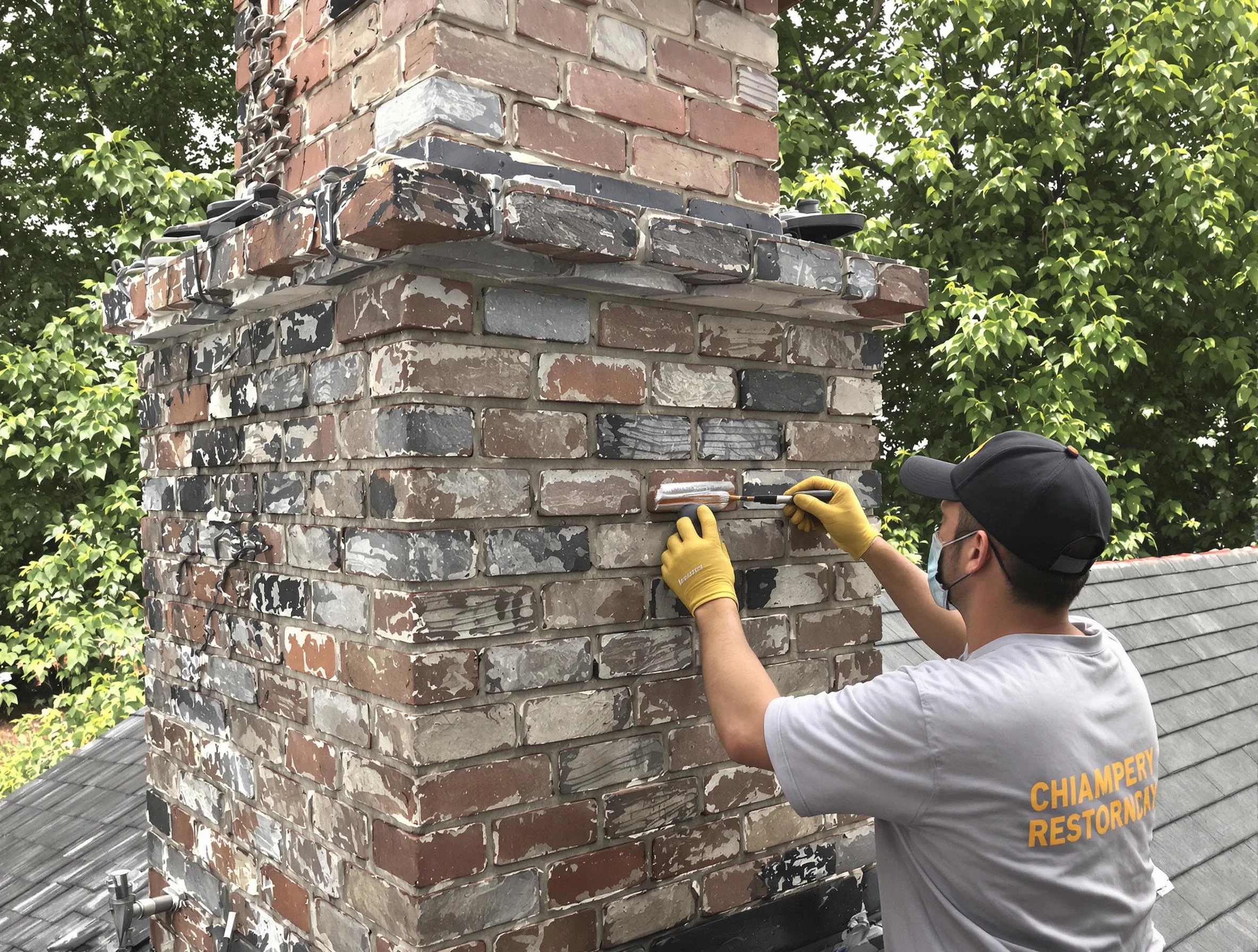 In-progress chimney restoration by Lewisburg Chimney Sweep in Lewisburg, TN